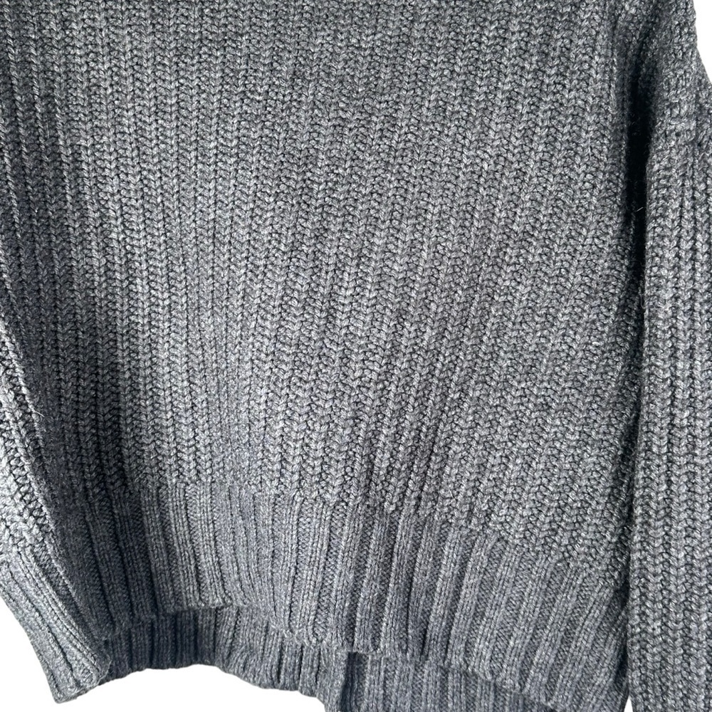 Anthropologie Deep V Cardigan Sweater Button Gray Carbon Oversized Chunky Knit - Picture 4 of 13